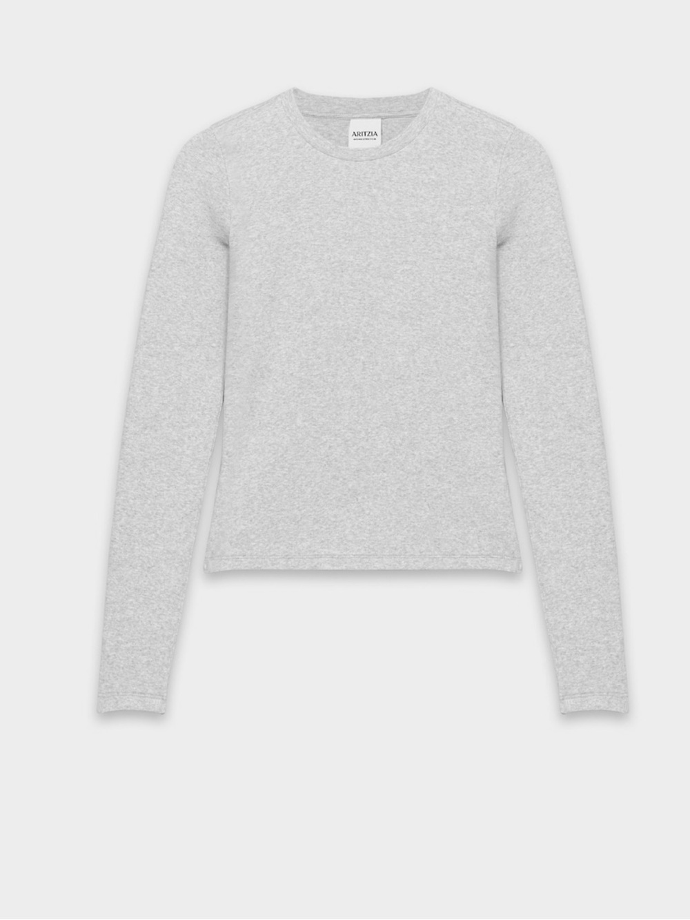 TNA Ribbed Crew Long Sleeve Top - Light Gray
